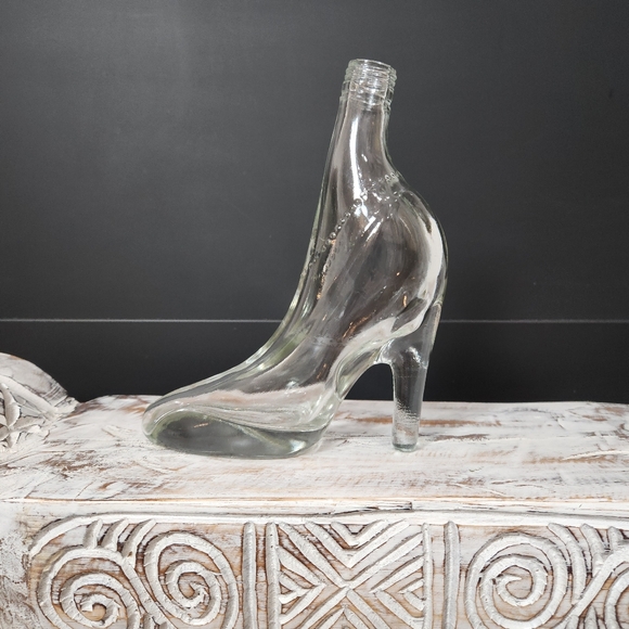 Vintage Glass Bottle Stiletto Clear High Heel Shoe Bottle - Picture 1 of 7